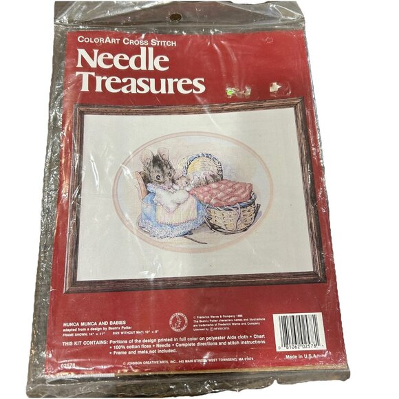 Color art Cross Stitch Kit New Beatrix Potter Hunca Munch & Babies Nursery - Picture 1 of 6